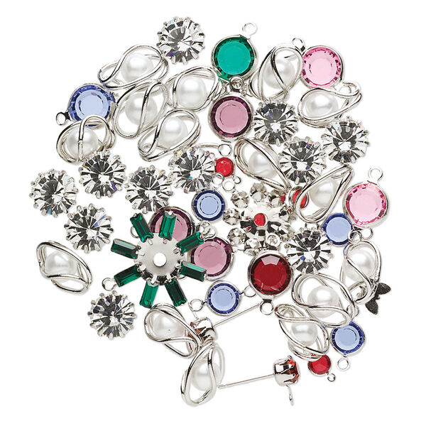 Component mix 25g pk imitation rhodium finish, Crystal Passions® 2-27mm image number 0