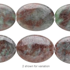 Kashgar garnet 1pkg1, flat oval bead natural 8 inch 30x22mm