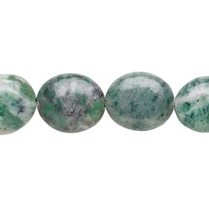 Ching hai "jade" 1pkg1, flat oval bead natural 15.5-16 inch 14x12mm