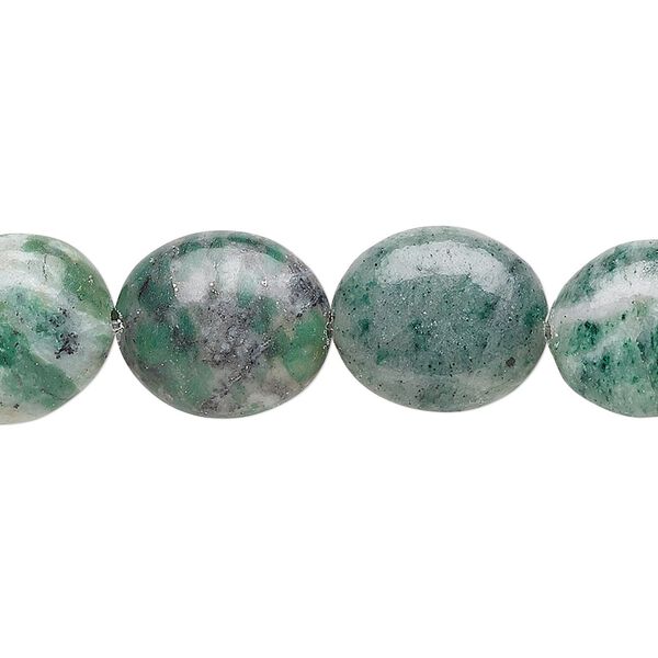 Ching hai "jade" 1pkg1, flat oval bead natural 15.5-16 inch 14x12mm image number 0
