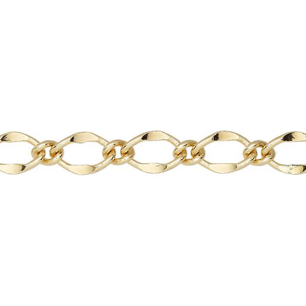 Chain 1pkg1 long & short, 6mm oval, gold-finished brass 50 foot unfinished image number 0