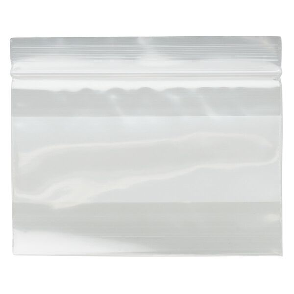 Bag, Tite-Lip™, plastic, clear and white, 3x2-inch side zip with block. Sold per pkg of 100. image number 1