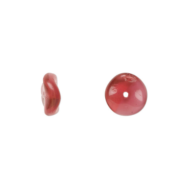 Bead, Czech pressed glass, opaque white/rose, 10x4mm rondelle. Sold per 15" to 16" strand. image number 0
