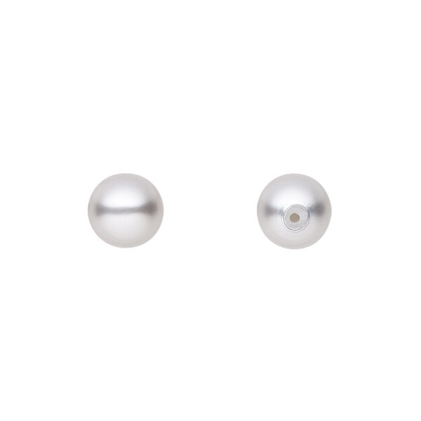 Pearl 150pk light grey, Preciosa Czech crystal 8mm half-drilled round image number 0
