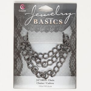 Chain 1pkg1 gunmetal-finished steel, 7mm double cable, 16 inches