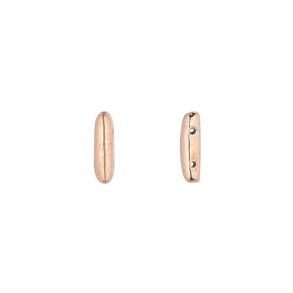Spacer bar, copper, 11x3mm 2-strand smooth rectangle. Sold per pkg of 20. image number 0
