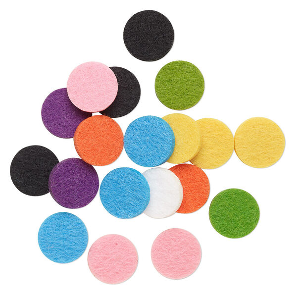 Locket insert mix, felt, mixed colors, 17mm flat round, 3mm thick. Sold per pkg of 20. image number 0
