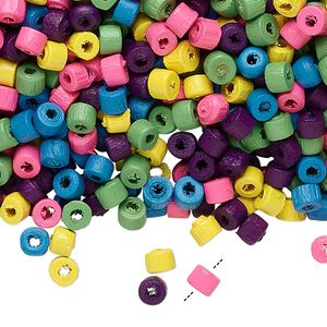 Bead mix, wood, mixed colors, 4x3mm heishi. Sold per 400-gram pkg, approximately 23,000 beads.