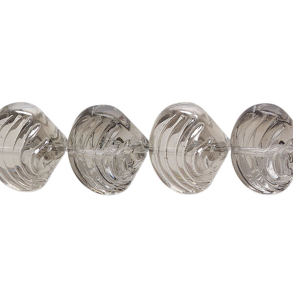 Bead, glass, translucent grey, 14x12mm clamshell. Sold per 15-1/2" to 16" strand. image number 0