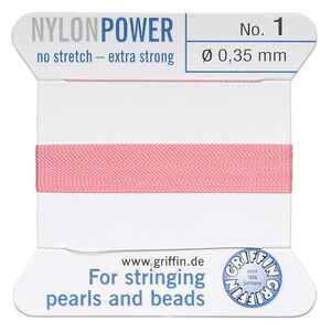 Thread, Griffin, nylon, dark pink, size #1. Sold per 2-meter card (approximately 78 inches).