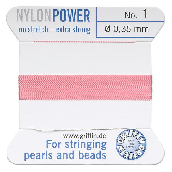 Thread, Griffin, nylon, dark pink, size #1. Sold per 2-meter card (approximately 78 inches). image number 0
