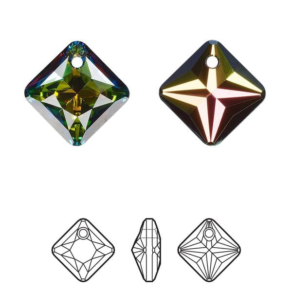Drop 1pk crystal vitrail medium P, Crystal Passions® 16mm pendant princess cut 6431 image number 0