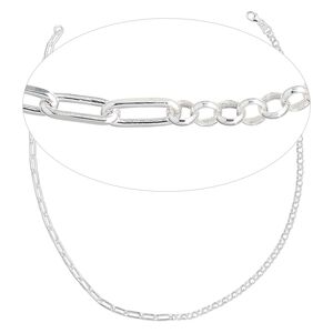 Chain 1pkg1 sterling silver cable & rolo, 4mm cut / 4.1mm / lobster claw clasp, 16 inch