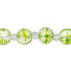 Bead, glass 1pkg8, opaque white and green, 10mm hand-painted round. image number 0