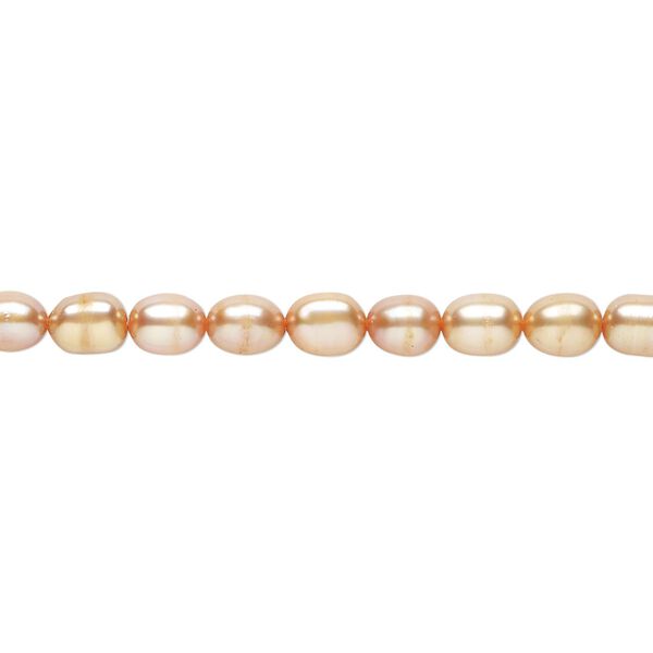 Pearl 1pkg1 cultured freshwater, 4-5mm rice C grade, 15 inch dyed sienna image number 0
