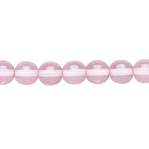 Bead, Czech dipped décor glass druk, pink, 8mm round. Sold per 15-1/2" to 16" strand.