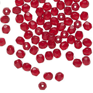 Bead 1pkg120, Czech fire-polished glass, translucent garnet red, 4mm faceted round.