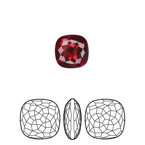 Fancy stone 2pk scarlet foil back, Crystal Passions® 10mm thin cushion 4483 image number 0