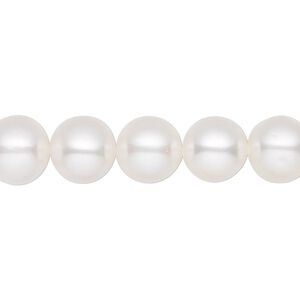 Pearl, White Lotus™, cultured freshwater (bleached), white, 10-11mm semi-round, B- grade, Mohs hardness 2-1/2 to 4. Sold per 15-1/2" to 16" strand.