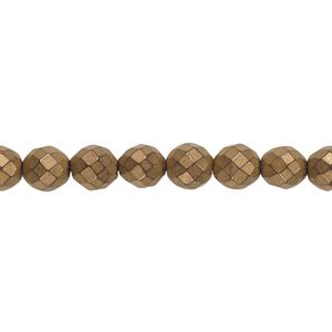 Hemalyke™ 1pkg1, matte electroplated faceted round bead 15.5-16 inch 6mm
