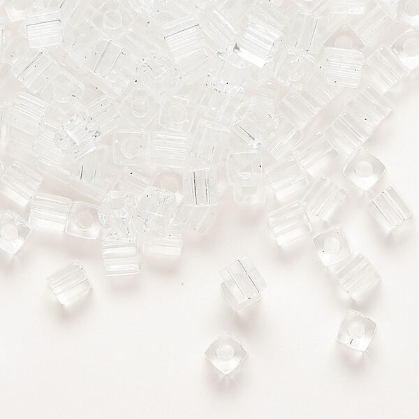 Seed bead, Miyuki 1pkg10g, glass, 3.5-3.7mm square, transparent clear (SB-131) image number 0