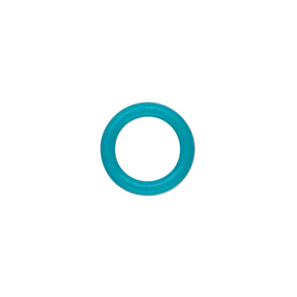 Component, Oh! Ring™, silicone, turquoise blue, 15mm round with 10mm hole. Sold per pkg of 100. image number 0