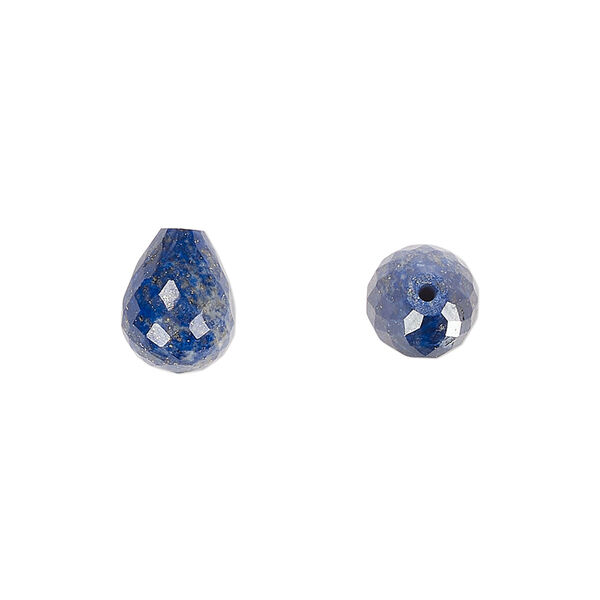 Lapis lazuli 1pkg2, hand-cut half-drilled faceted teardrop bead natural B grade, 10x8mm image number 0