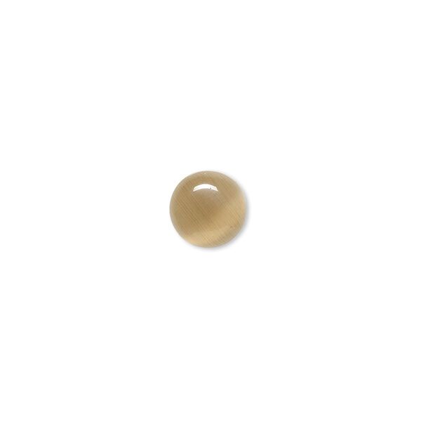 Cabochon, cat's eye glass (fiber optic glass), brown, 8mm calibrated round, quality grade. Sold per pkg of 10. image number 0