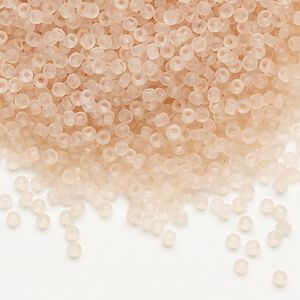 Seed bead, Dyna-Mites™, glass, pkg/40g, #11 round, translucent matte light peach, (9MA 11/0 RR).