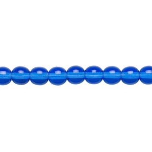 Bead, Czech glass druk, transparent light cobalt, 6mm round. Sold per 15-1/2" to 16" strand.