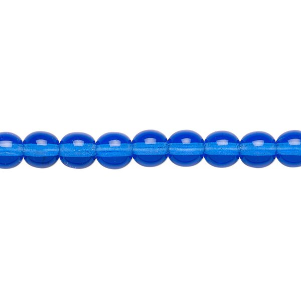 Bead, Czech glass druk, transparent light cobalt, 6mm round. Sold per 15-1/2" to 16" strand. image number 0