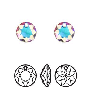 Drop 2pk crystal AB, Crystal Passions® 10mm pendant classic cut 6430