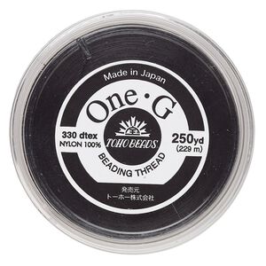 Thread, TOHO BEADS®, One-G™, nylon, black, size 0. Sold per 250-yard spool.