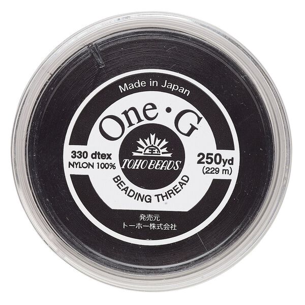 Thread, TOHO BEADS®, One-G™, nylon, black, size 0. Sold per 250-yard spool. image number 0