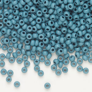 Seed bead, Preciosa Ornela Czech glass, 1pkg500g, 2.8-3.2mm rocaille, opaque matte terra dyed deep sea chalkwhite (06434)