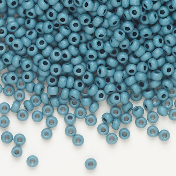 Seed bead, Preciosa Ornela Czech glass, 1pkg500g, 2.8-3.2mm rocaille, opaque matte terra dyed deep sea chalkwhite (06434) image number 0