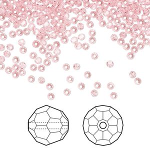 Bead 144pk light rose, Crystal Passions® 2mm round 5000