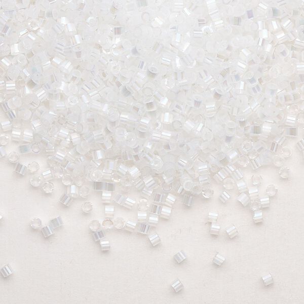 Seed bead, Delica®, glass, pkg/50g, #11 round, opaque silk satin rainbow crystal white (DB-0670). image number 0