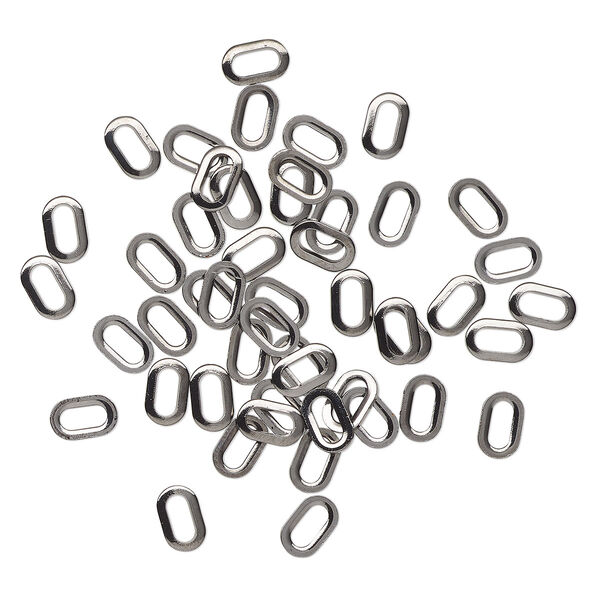 Component, gunmetal-finished steel, 11x7mm open oval with 7.5x3mm center opening. Sold per pkg of 50. image number 0