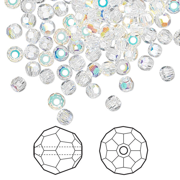 Bead 144pk crystal AB, Crystal Passions® 2mm round 5000 image number 0