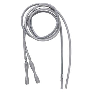 Cord, silicone, opaque grey, 2-2.2mm wide, 16 inches with snap closure. Sold per pkg of 4.