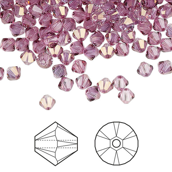 Bead 1440pk dark rose, Swarovski® 4mm XILION bicone 5328 image number 0