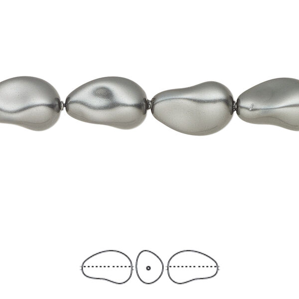 Pearl 10pk dark grey, Crystal Passions® 12x8mm baroque drop 5843 image number 0