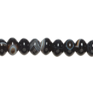 Black agate 1pkg1, saucer bead 15 inch 8x4mm-9x5mm