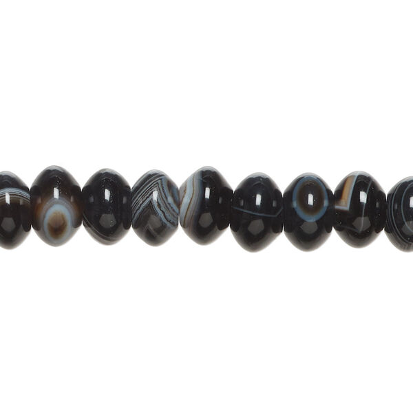 Black agate 1pkg1, saucer bead 15 inch 8x4mm-9x5mm image number 0