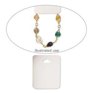 Necklace / bracelet card, plastic, cream, 2-1/2 x 2 inches assembled. Sold per pkg of 10.