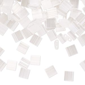 Seed bead, TILA®, glass, pkg/10g, 5mm full tila square, translucent silk luster white pearl, (TL-2548).