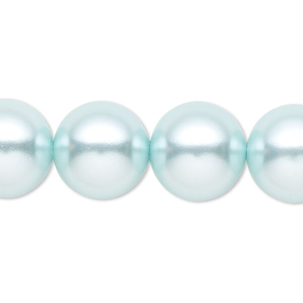 Bead, glass, opaque light blue, 14mm round. Sold per 15-1/2" to 16" strand. image number 0