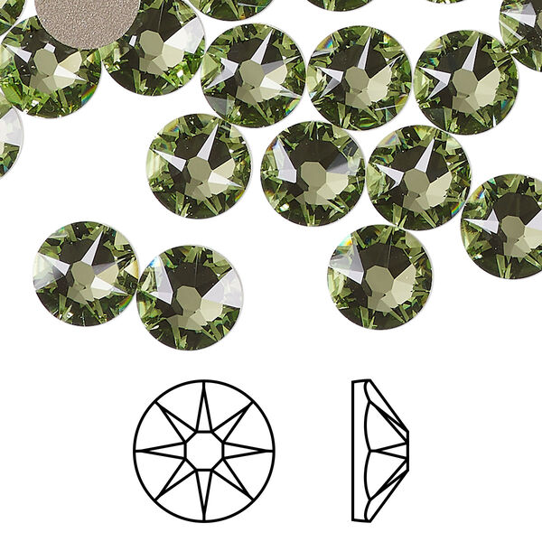 Flat back 12pk peridot foil back, Crystal Passions® Regenerated 8.412-8.672mm rose round SS40 2088 image number 0