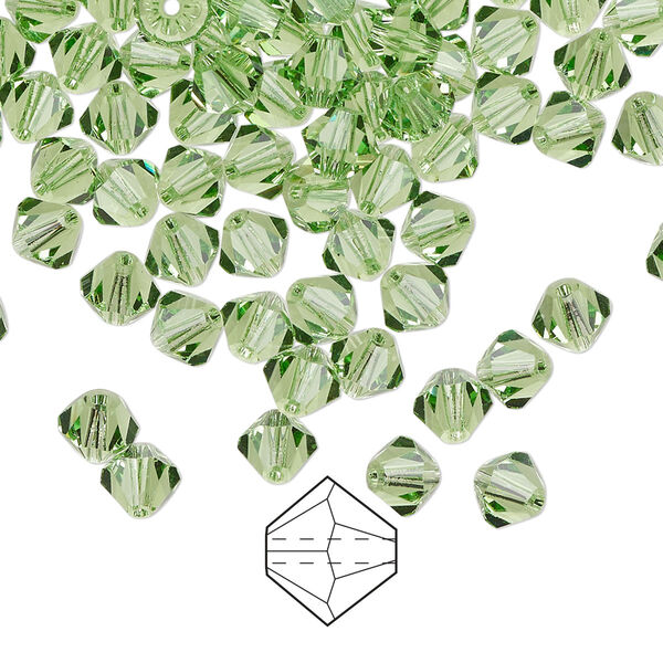 Bead 144pk peridot, Preciosa Czech crystal 5mm bicone image number 0